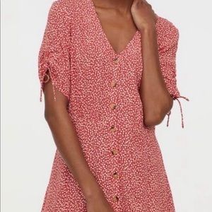 H&M red ditsy floral button front dress